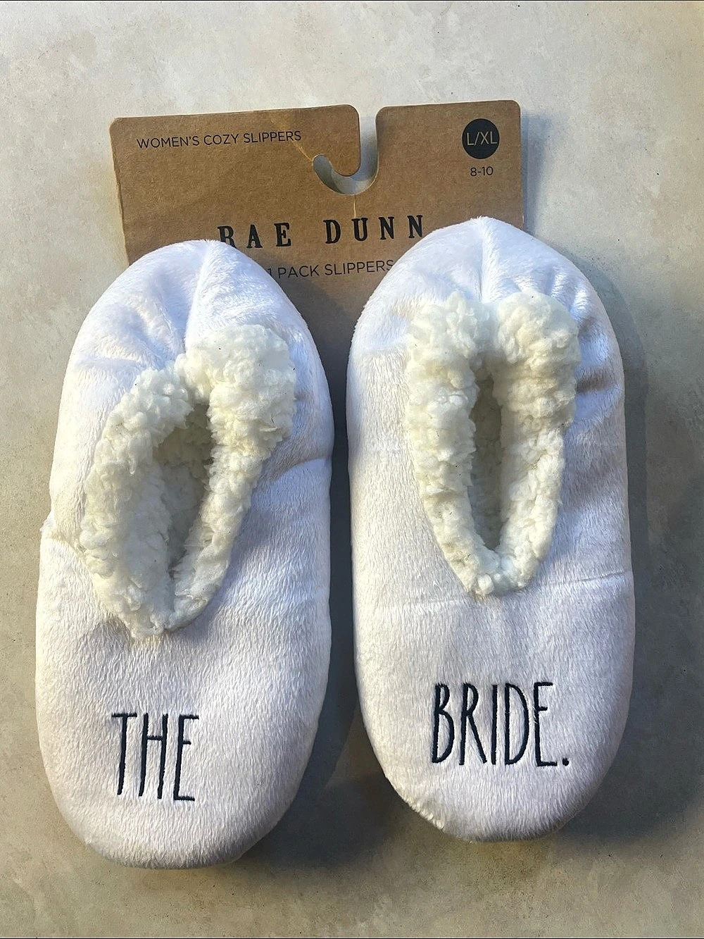 RAE DUNN The Bride slippers Bridal Slippers White Size 8-10 NWT